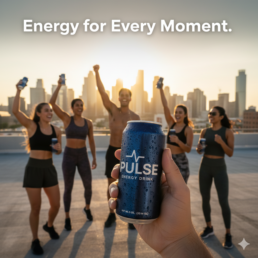 AI enhanced energy drink lifestyle shot